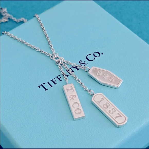 Tiffany 1837 Elements 3-bar Dangle Pendant Necklace Retired HTF - Picture 2 of 8